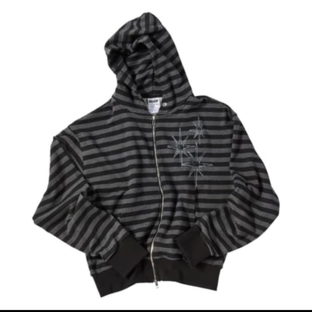 언타이틀 스트라이트 후드집업 블랙L(새상품)