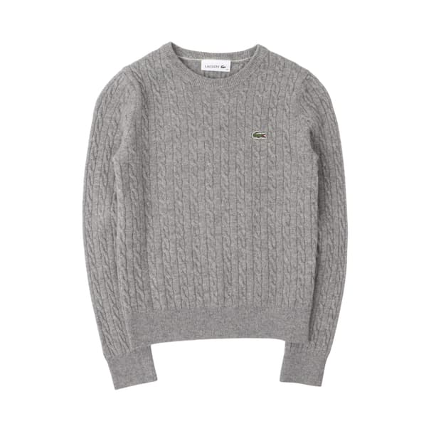라코스테 그레이 울 케이블 니트