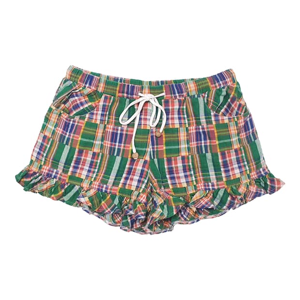 체크 프릴 숏팬츠 그린