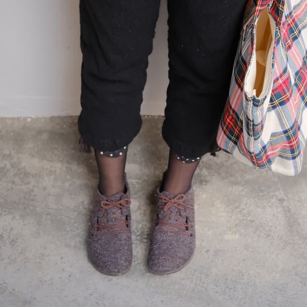 Boiled wool dot lining pants 