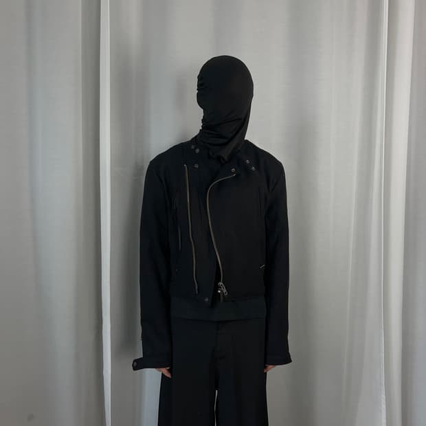 AW 14 요지야마모토 백지퍼 울 바이커 자켓