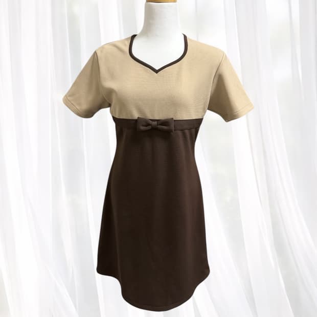 빈티지 스나계 초코라떼 리본 원피스