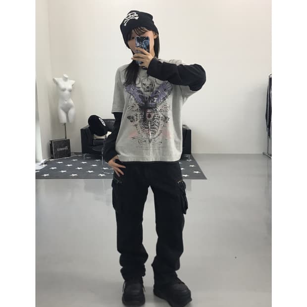 Y2k Skull Kitsch Punk Codiset(3pc)
