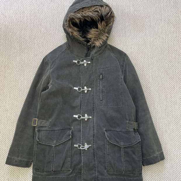 빈티지 파이어맨 실버버클 퍼트리밍 밸티드 자켓