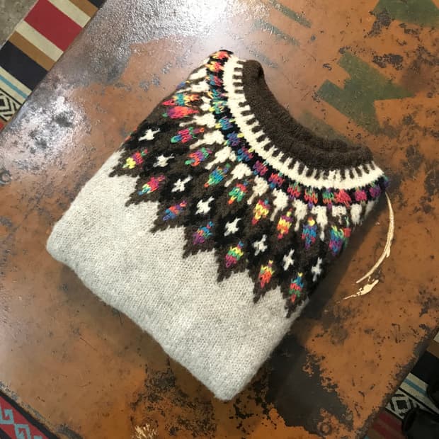 VTG 빈티지 브라운 노르딕 패턴 숏 니트 여성 55 사이즈