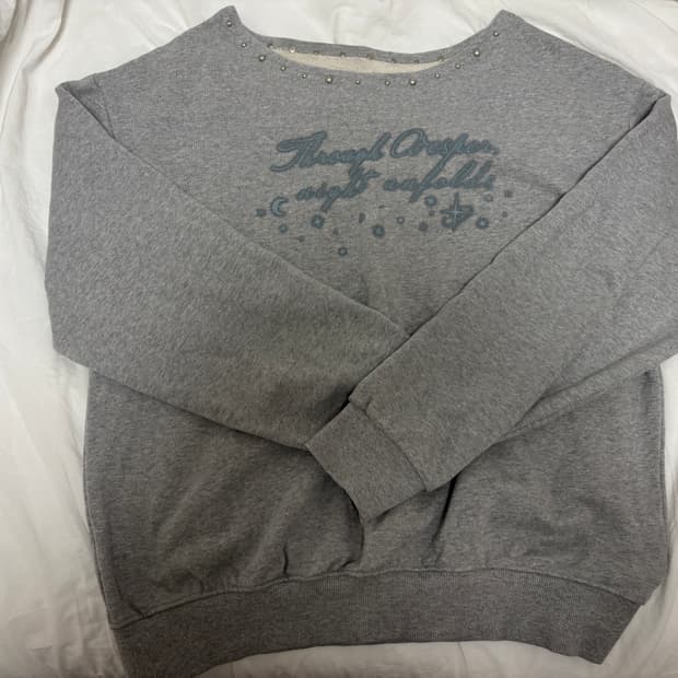 일리고 원숄더 스터드 보트넥 맨투맨 멜란지