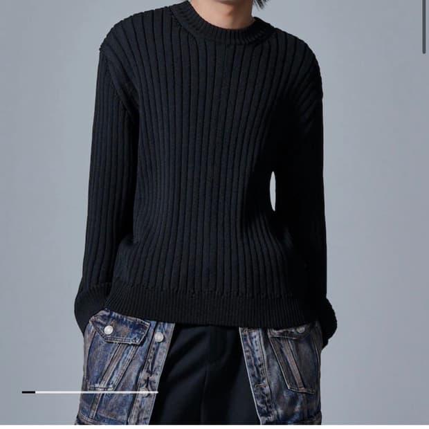 준지 립조직 풀오버 니트 블랙 m 새상품
