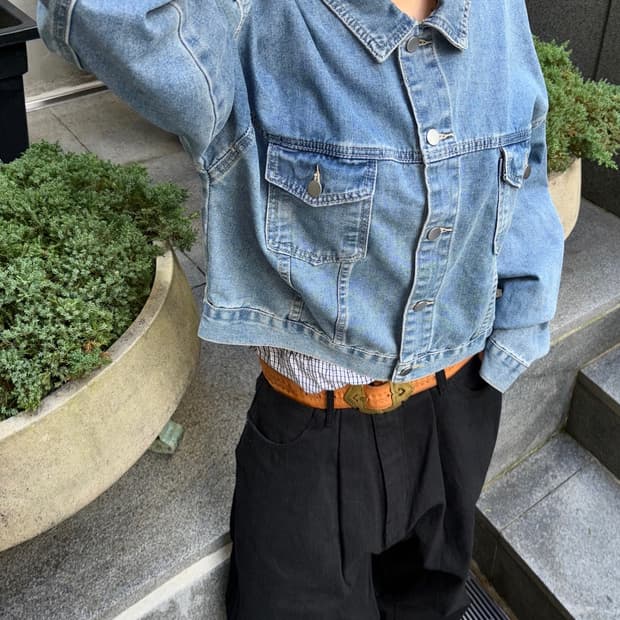 *Pre order [unisex] 시티 워크 빈티지 세미크롭 청자켓