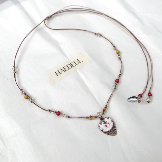 Strawberry Heart Knot Necklace