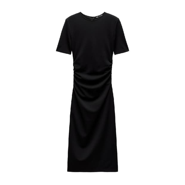 ZARA Draped Shoulder Pad Dress