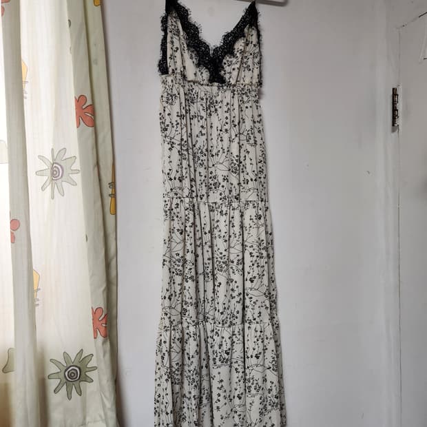 아이보리 플라워 롱 뷔스티에 원피스 F