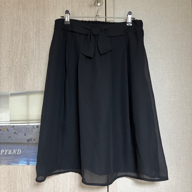 마루 빈티지 모리 블랙 리본 미디스커트