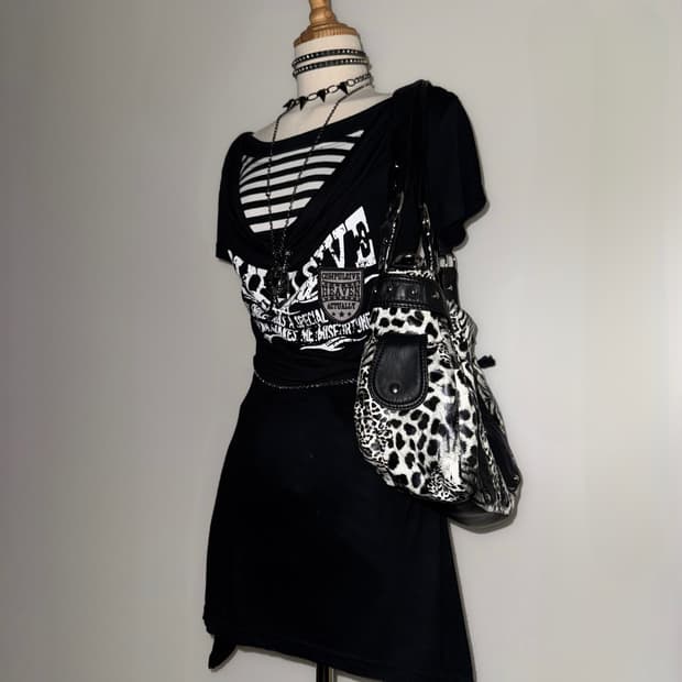 체리팝 드레이프 언발 와투케 펑크 반팔탑 원피스