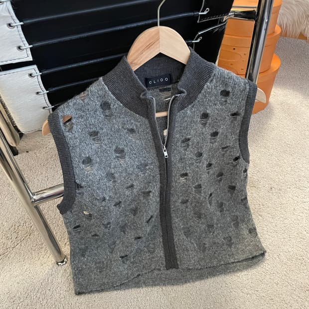 vintage hole knit vest cardigan