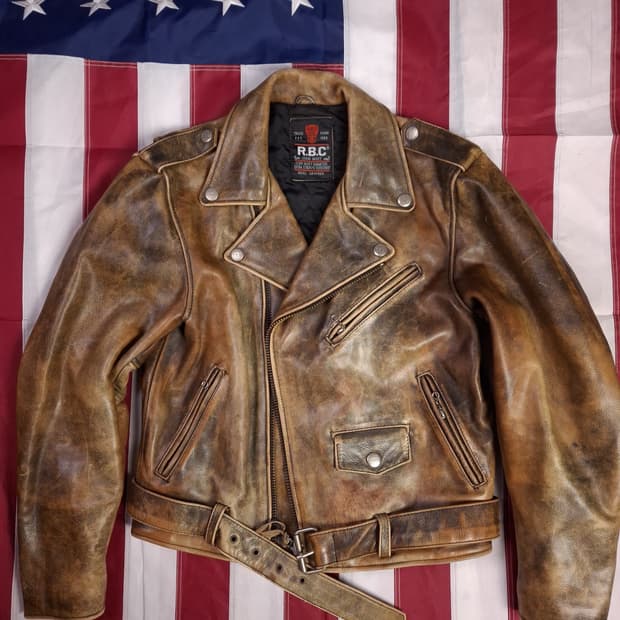 오리지날 R.B.C 리얼레더 더블 라이더자켓