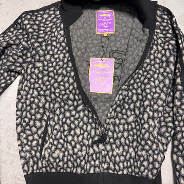 코르테이즈 레오파드 니트 집업