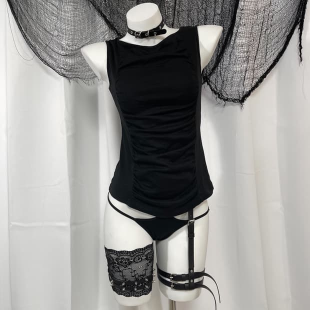 shirring sleeveless