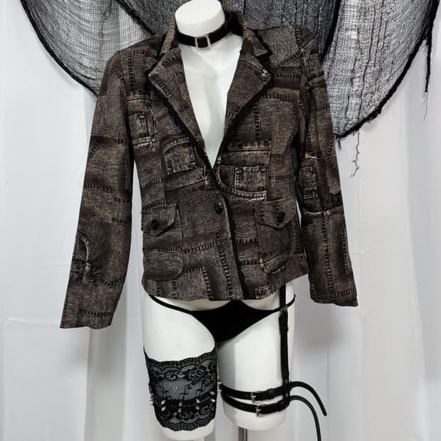 denim point lace jacket