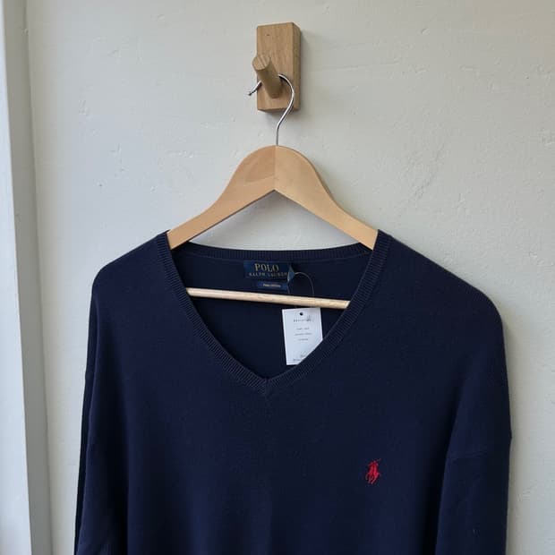 15818 - 폴로 랄프로렌 네이비 브이넥 니트 (피마 코튼)