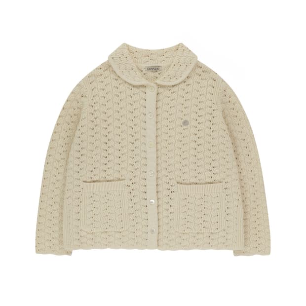 코이세이오 웨이브 니트 가디건 아이보리