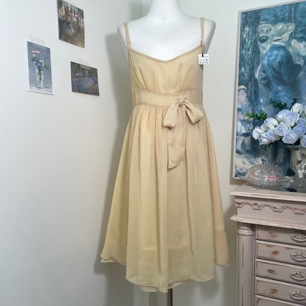 butter chiffon bow point midi opc
