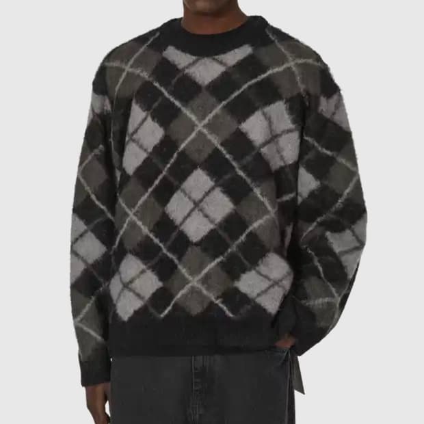 새상품)) 네이버후드 아가일패턴 모헤어 스웨트 S