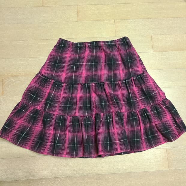 일본 빈티지 체크 캉캉 숏스커트 치마 미니 캐캐체 아무 갸루 와투케