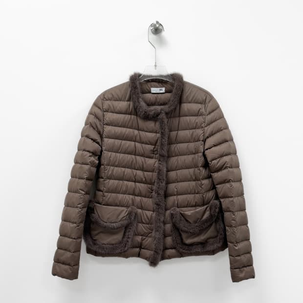 만조니24 밍크 트리밍 라이트 구스 다운 자켓