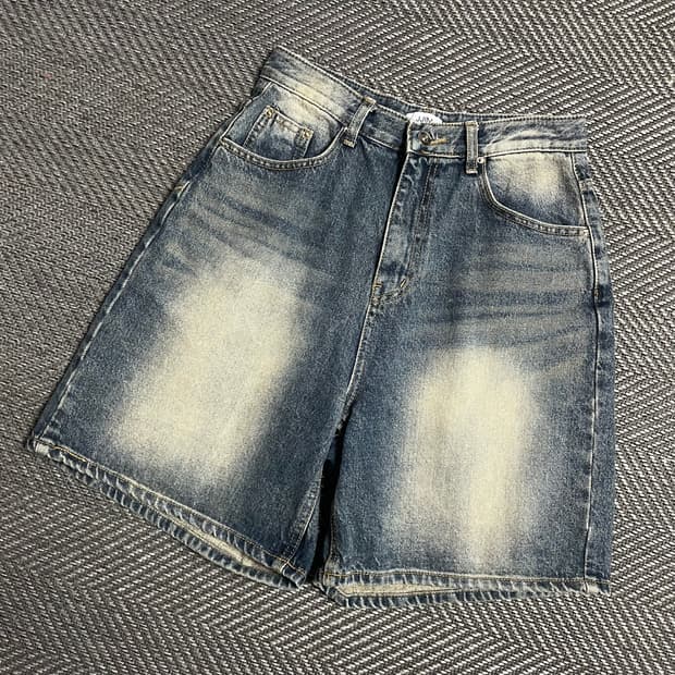JJIM 빈티지 워싱 데님 버뮤다 팬츠y 5381