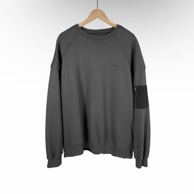 [L] 준지 남성 사이드 지퍼 MA-1 마원 스웨트 맨투맨 티셔츠 그레이