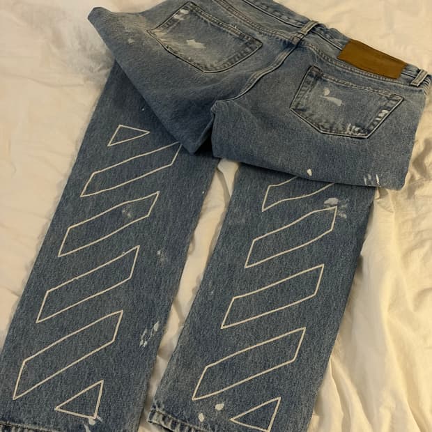 [31] 22SS 오프화이트 아웃라인 데님팬츠 청바지 연청