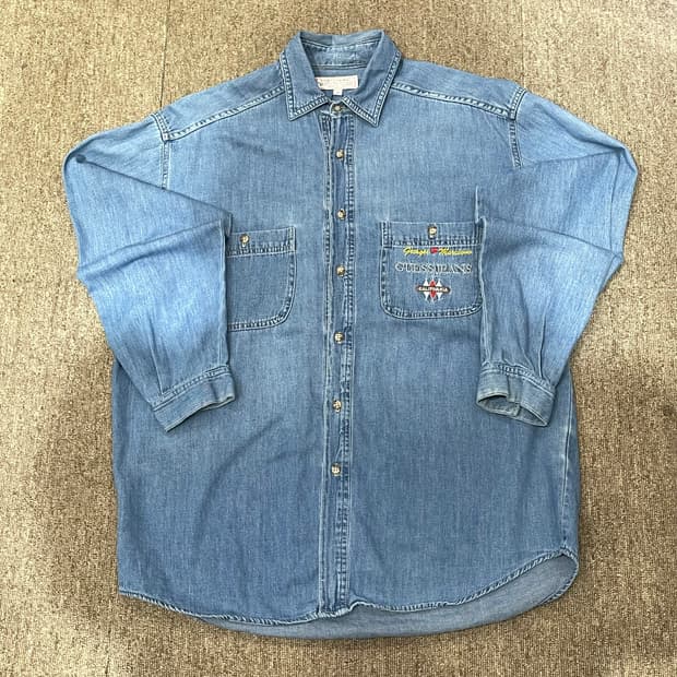 8090s Guess jeans 게스 진스 데님 셔츠 