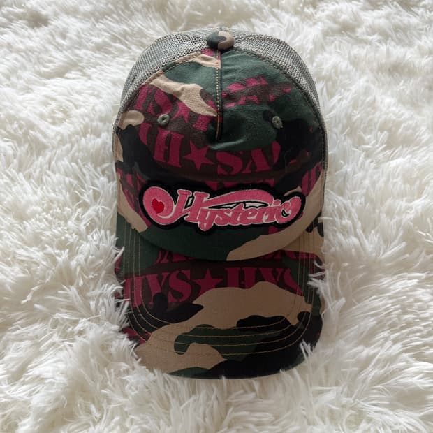 히스테릭 글래머 우드랜드 HYS 카모 메쉬 캡 카키