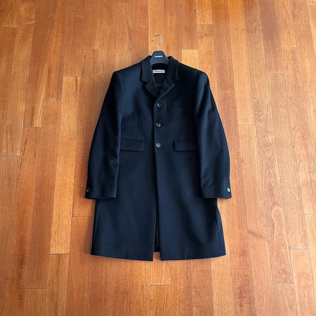 21FW 싱글 브레스티드 케시미어 코트 블랙