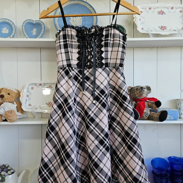 Pink Mix 핑크믹스 딸기우유 체크 원피스