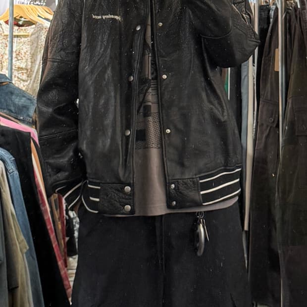 자라 소가죽 바시티 자켓 XL