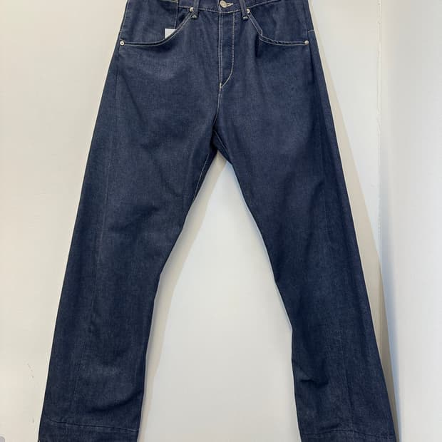 32)리바이스 엔진 사선 절개 진청 데님 청바지