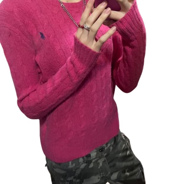 폴로 핫핑크 니트