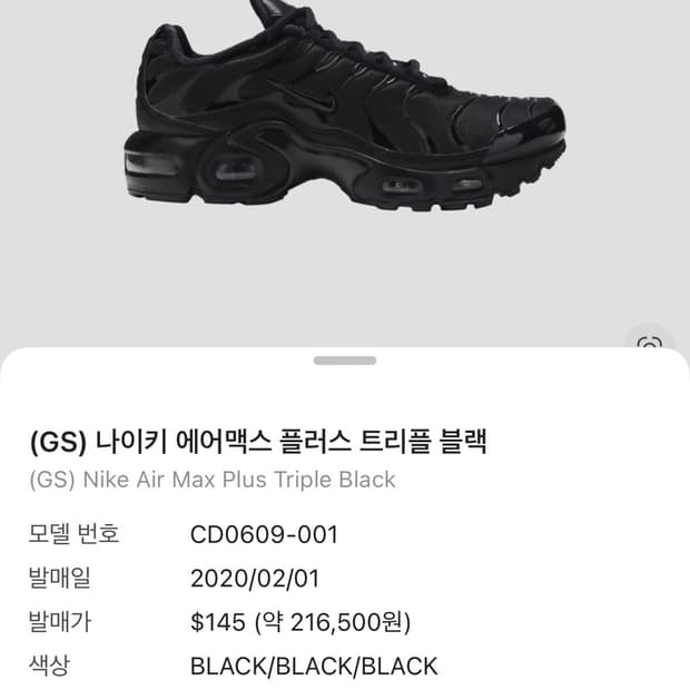 (GS) 나이키 에어맥스 플러스 트리플 블랙