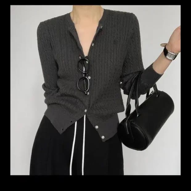 폴로 랄프로렌 꽈배기 가디건 차콜 