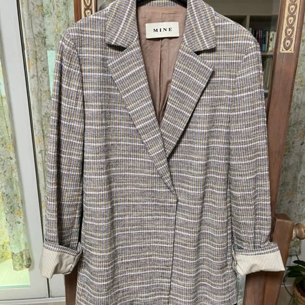 Mine 한섬 마인 썸머 체크 자켓_44사이즈