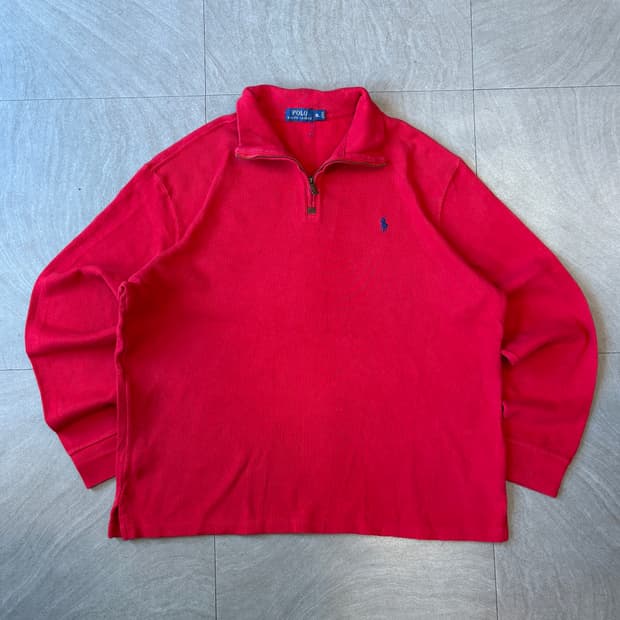 폴로 정품 레드 반집업 니트