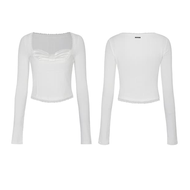 페인오어플레져 DAISY RIBBON TOP white