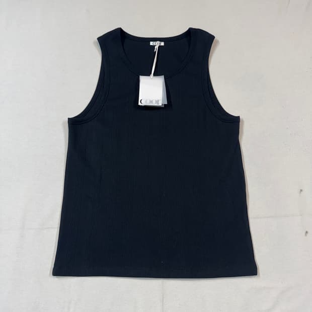 M) COOR 쿠어 골지 슬리브리스 나시 블랙