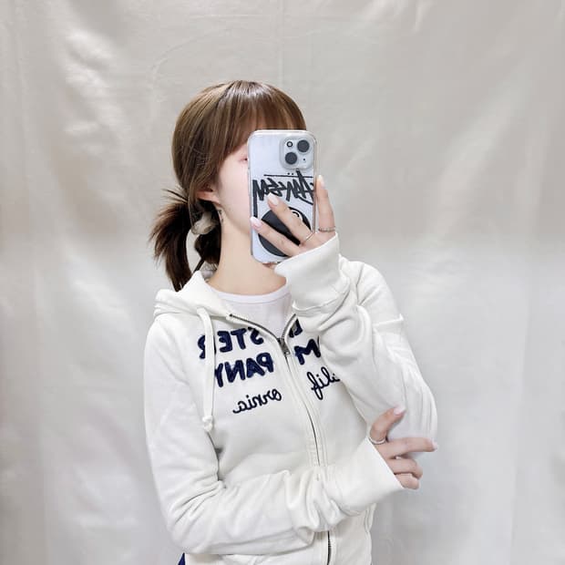 홀리스터 화이트 딱붙핏 후드집업 