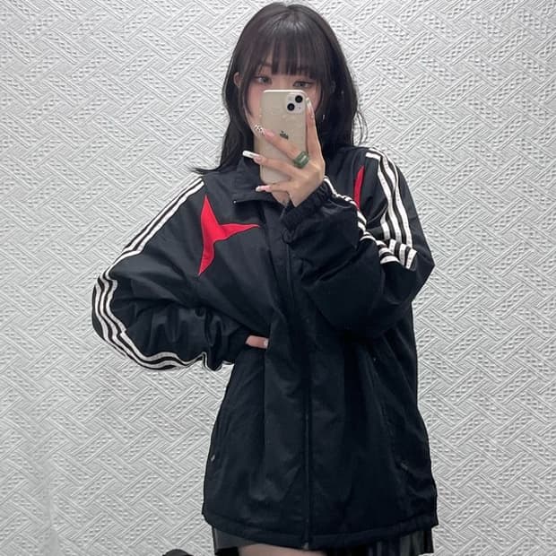 아디다스 레트로 캐주얼 배색 바람막이 자켓 110 C11313