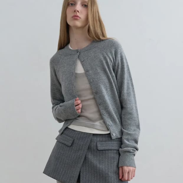 기준_더블넥 가디건 M사이즈 (Melange Grey)
