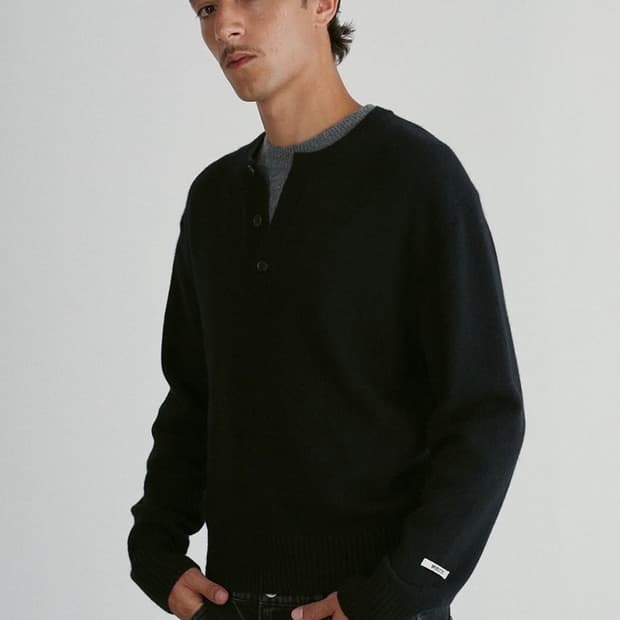 [S] 렉토 더블 레이어 레이어드 니트 블랙