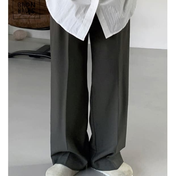 BAON 세미 핀턱 슬랙스 카키그레이 S