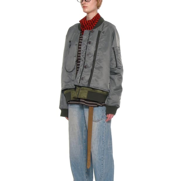 피르티멘토우먼 디테쳐블 레이어드 MA-1 봄버 자켓_카키 그린